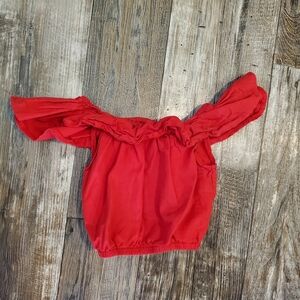 100- Ruffled Crop Top-Red (Size 2t)